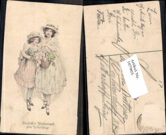 107903, Art Nouveau Beautiful Girl with Hat Fashion Dress
