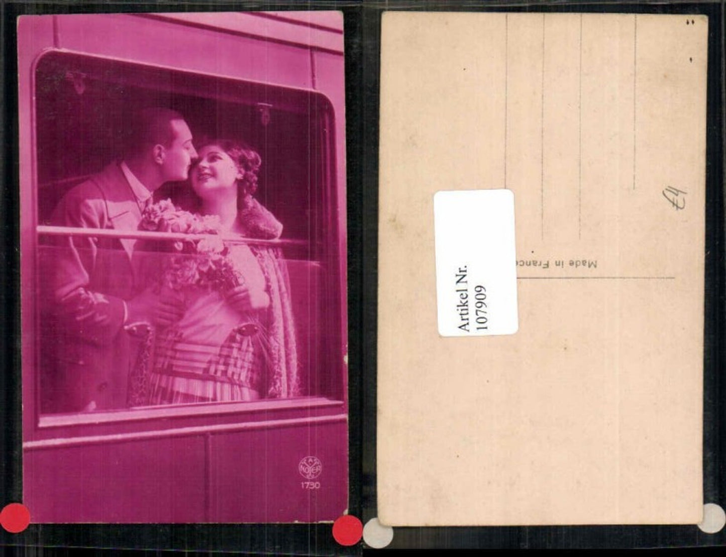107909,A. Noyer 1730 Liebespaar Frau Mann Rosen Zug Lokomotive
