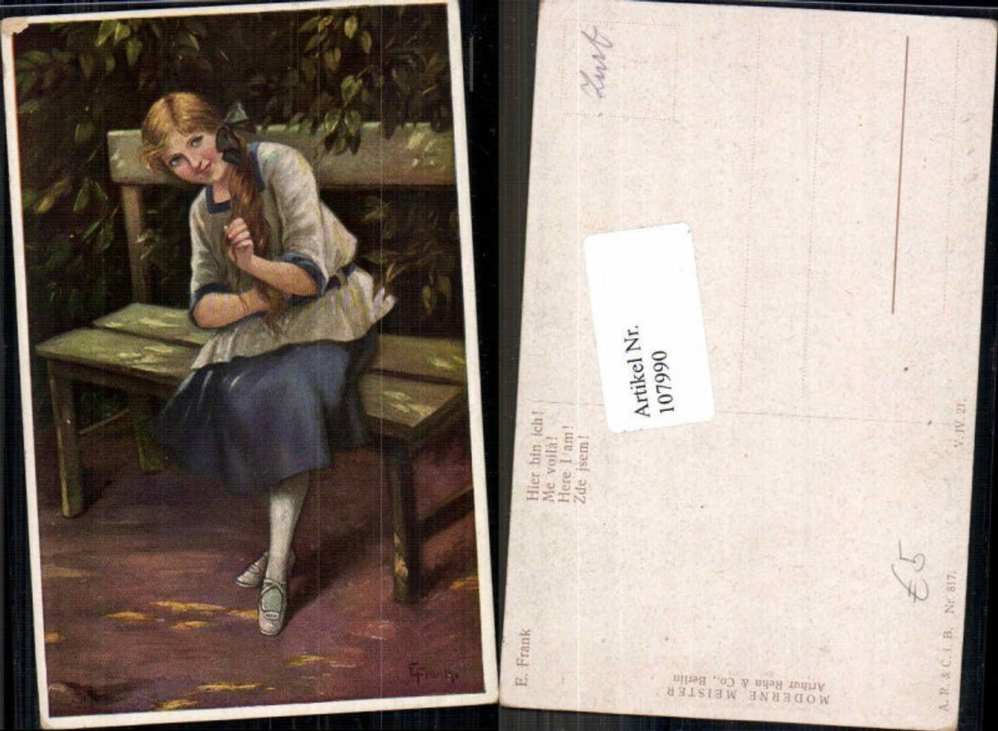 107990,Elly Frank Hier bin ich Süsses Mädchen auf Bank
