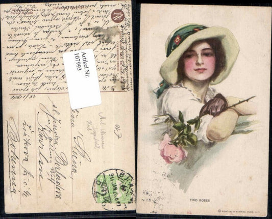107993,Art Nouveau Jugendstil Frau Edwardian Girl Hut Hat Reinthal & Newman 382