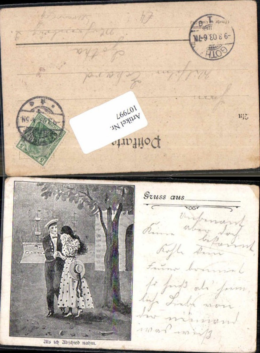 107997,Marine Kriegsmarine Frau weint zum Abschied Soldat Seemann