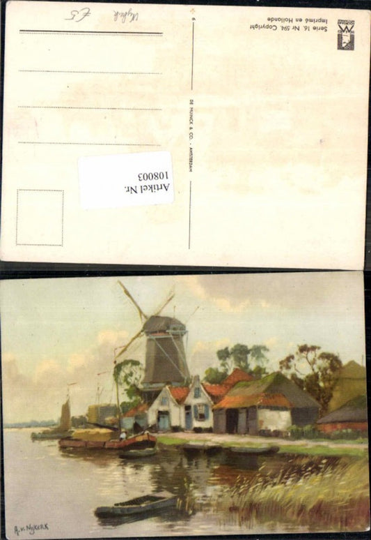 108003,Windmühle Mühle Windrad in Holland sign. Nykerk A.v.