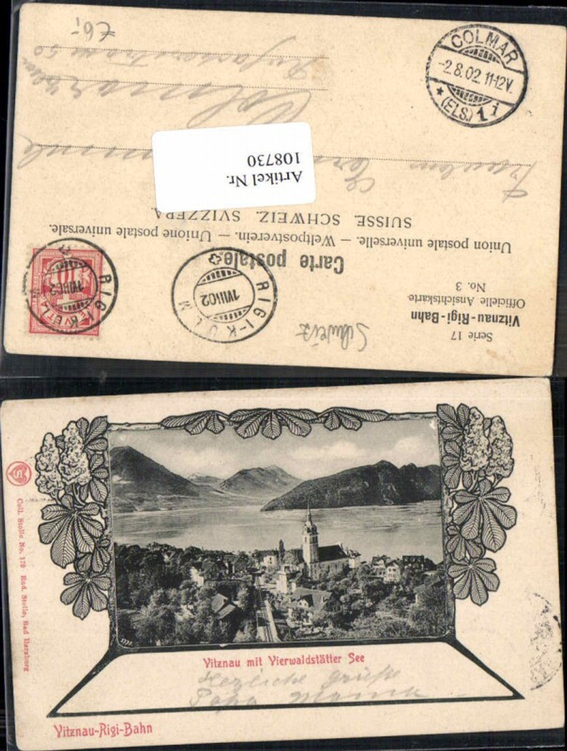 108730,Vitznau am Vierwaldstättersee Jugendstil Karte Art Nouveau