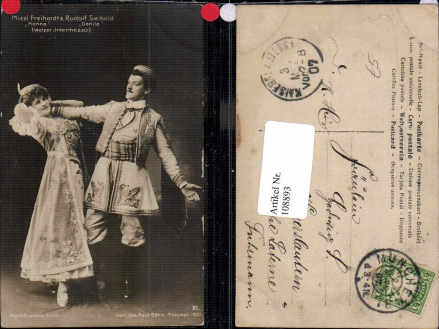 108893,Mizzi Freihardt Rudolf Seibold Walzer Intermezzo Tanz Tanzen