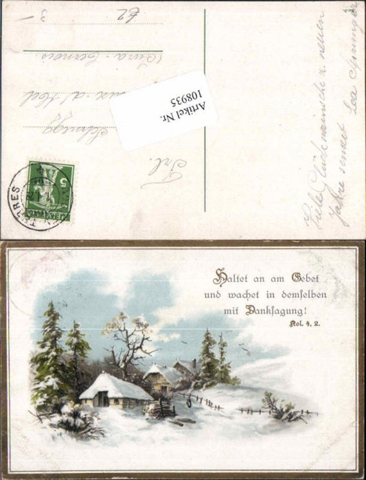 108935,Litho Winterlandschaft Haus Bäume Psalm