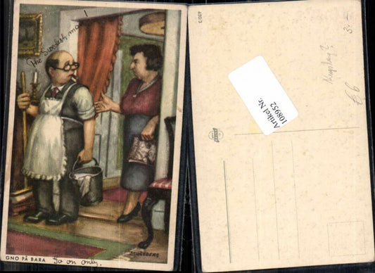 108952,Emanzipation Frau geht weg Mann muss putzen sign Kugsberg