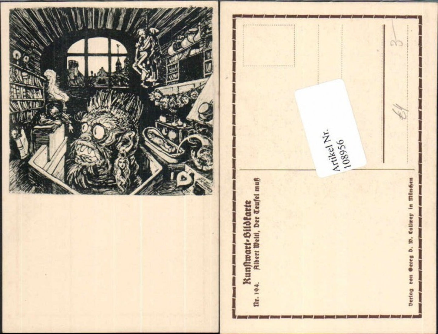 108956,Kunstwart Bildkarte 194 Albert Welti der Teufel muss