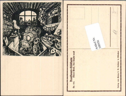 108956,Kunstwart Bildkarte 194 Albert Welti der Teufel muss