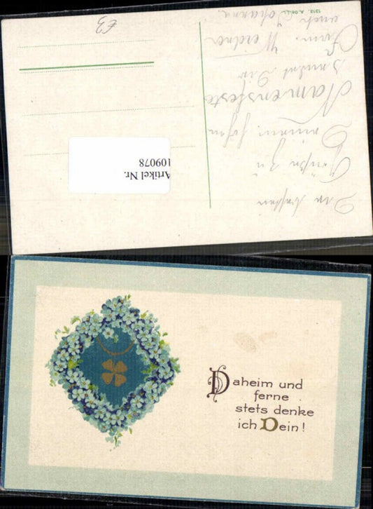 109078,Litho Klee Kleeblatt Veilchen Blumen