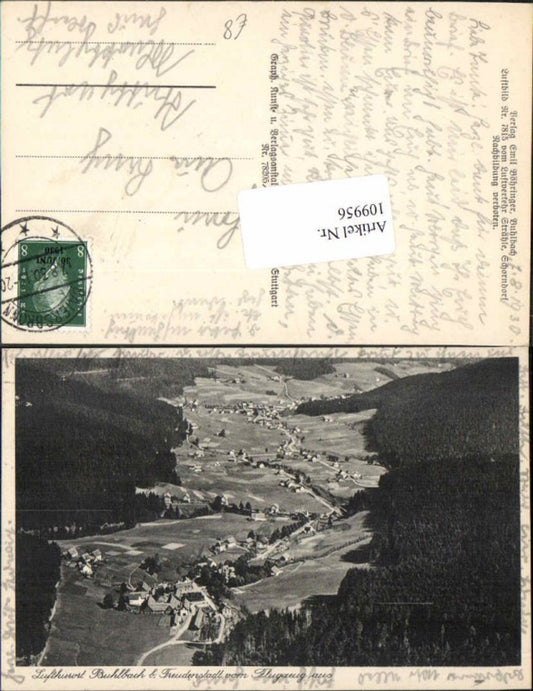 109956, Aerial photograph Buhlbach near Baiersbronn, Freudenstadt, 1930