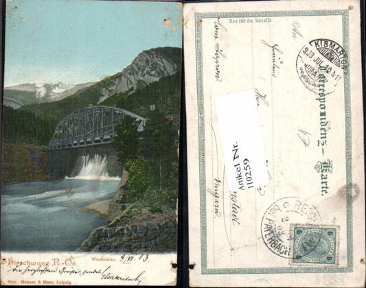 110259,Hirschwang Windbrücke Partie Brücke 1903
