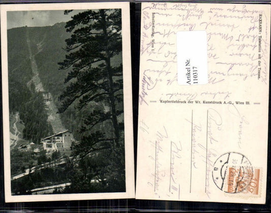 110317,Raxbahn Rax Talstation bei Reichenau Payerbach m. Trasse 1928