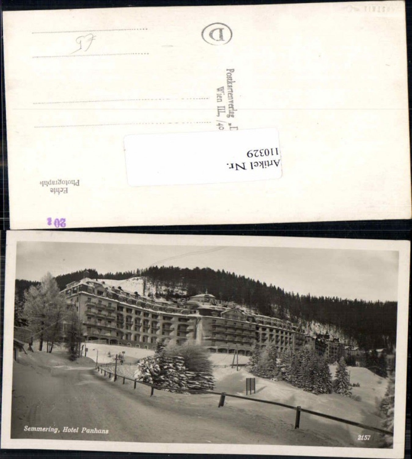 110329,Semmering Hotel Panhans Strassenpartie 1938