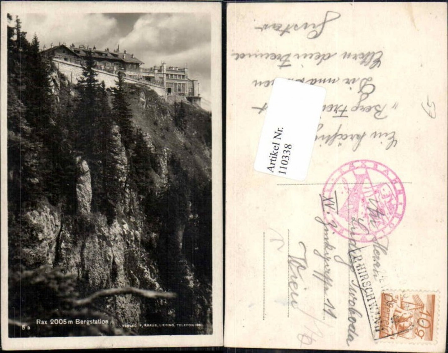 110338,Rax Reichenau Bergstation 1930 Post Hirschwang