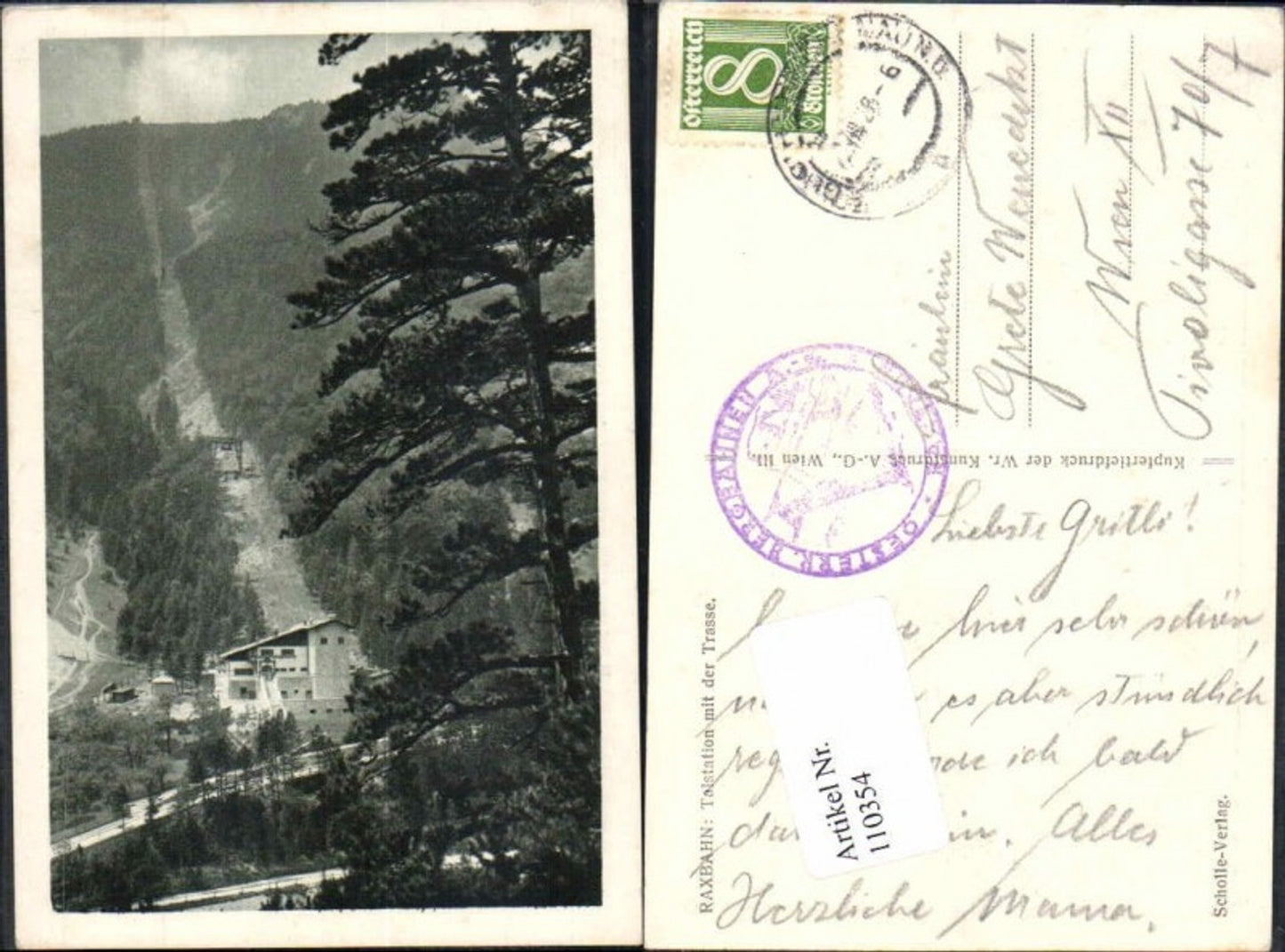 110354,Raxbahn Rax Reichenau Talstation m. Trasse 1928