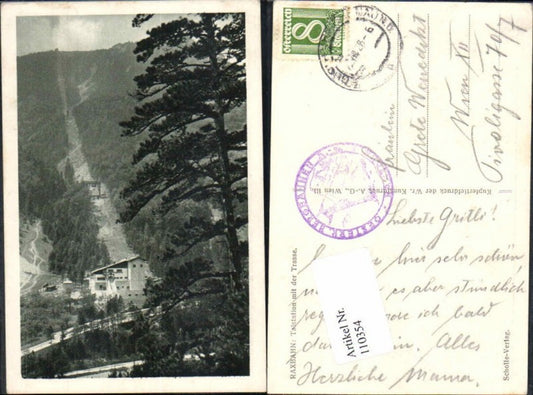 110354,Raxbahn Rax Reichenau Talstation m. Trasse 1928