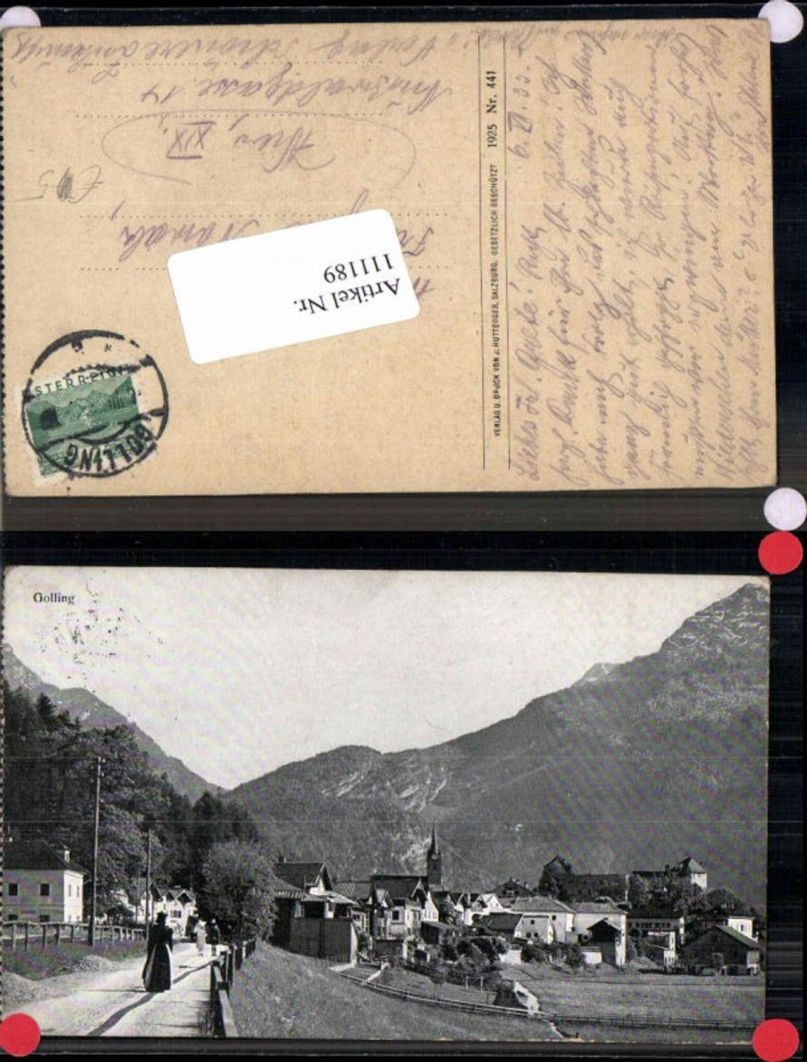 111189,Golling Ortsdetail Wegpartie 1925