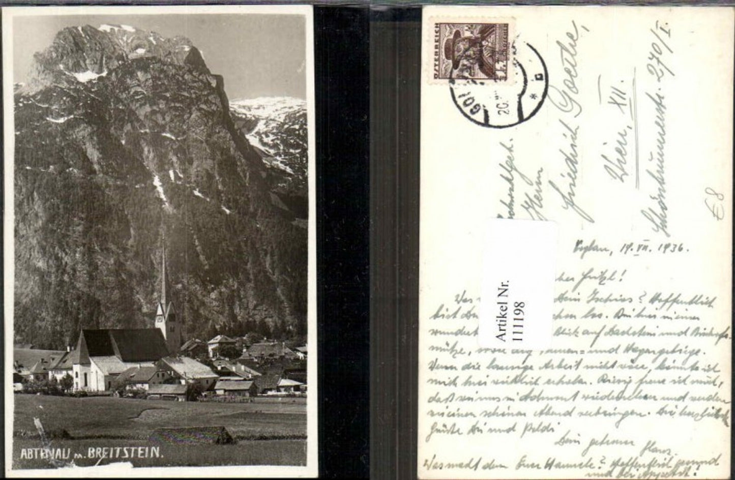 111198,Abtenau m. Breitstein 1936