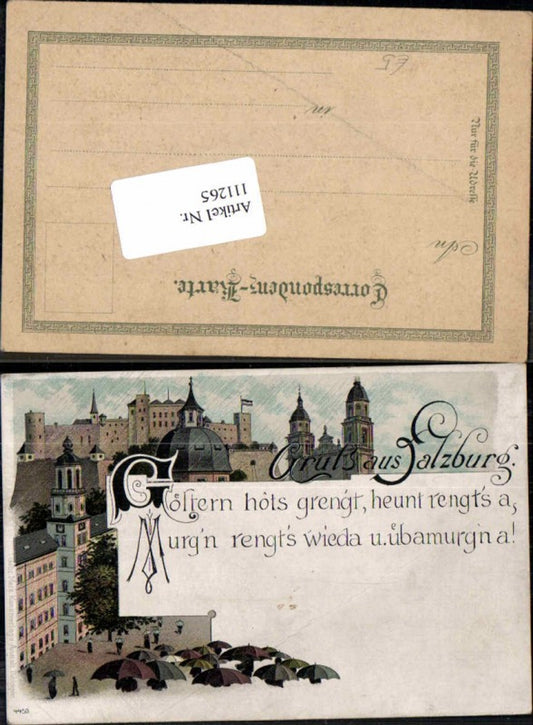 111265,Salzburg Litho regenschirme Schirm Regen Wetter