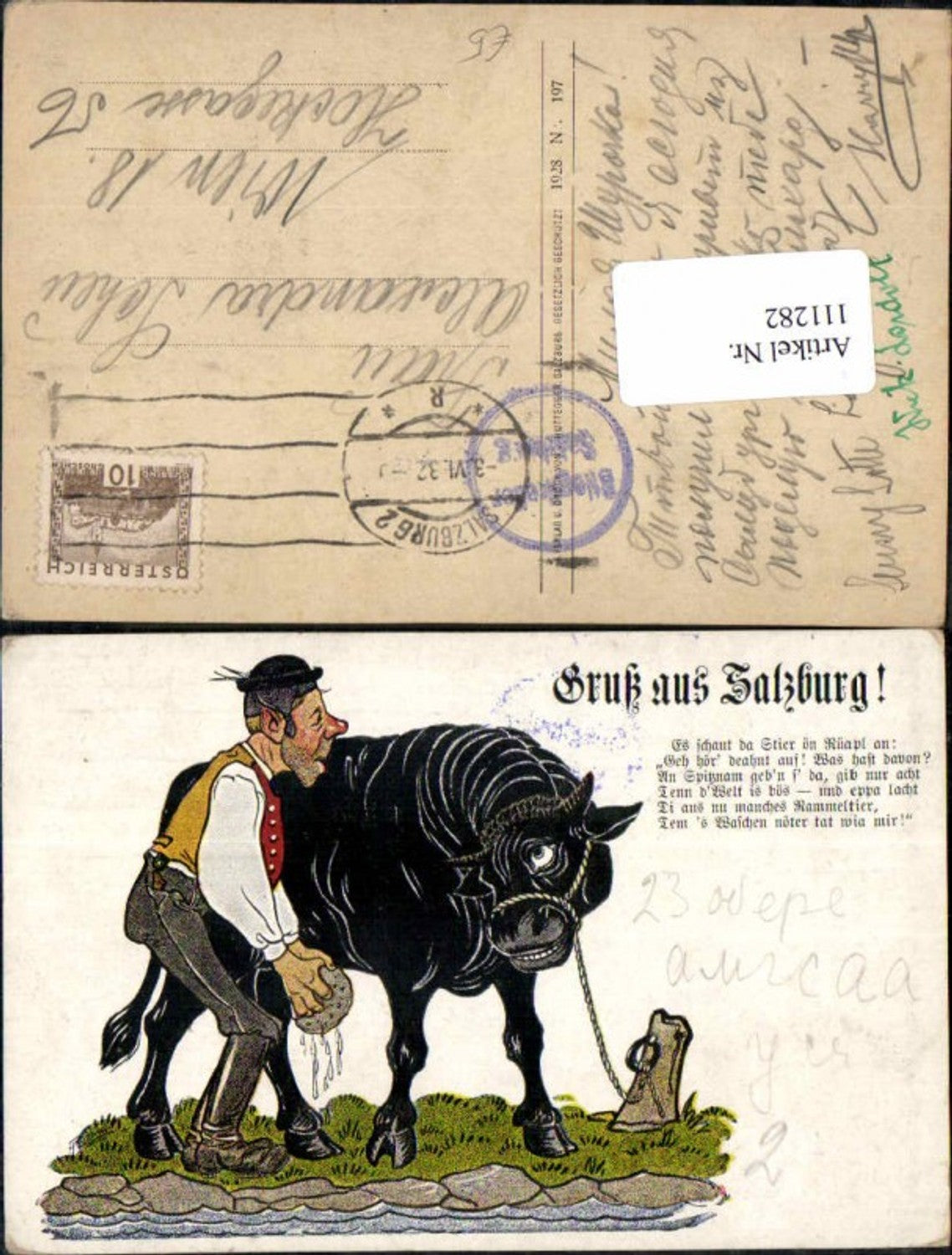 111282,Salzburg Stierwascher Stier Gruss aus