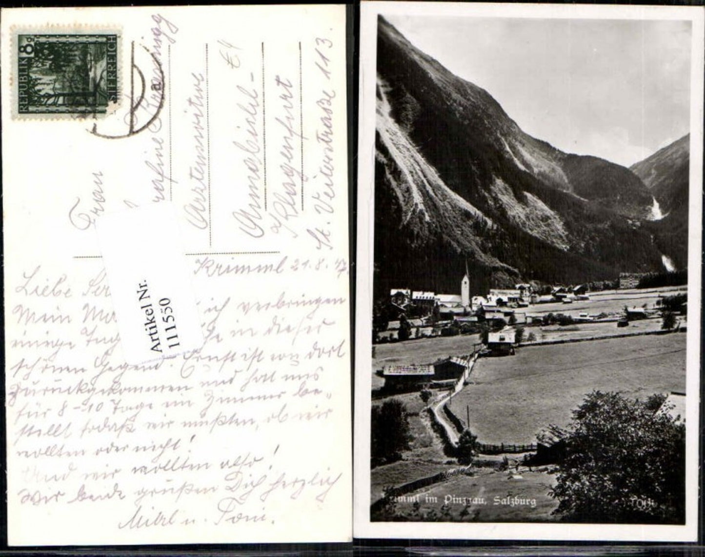 111550,Krimml im Pinzgau Ortsansicht 1947
