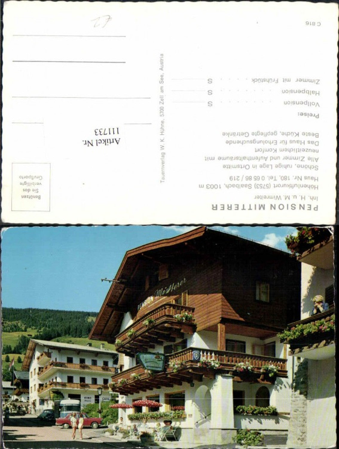 111733,Pension Mitterer Saalbach 1975