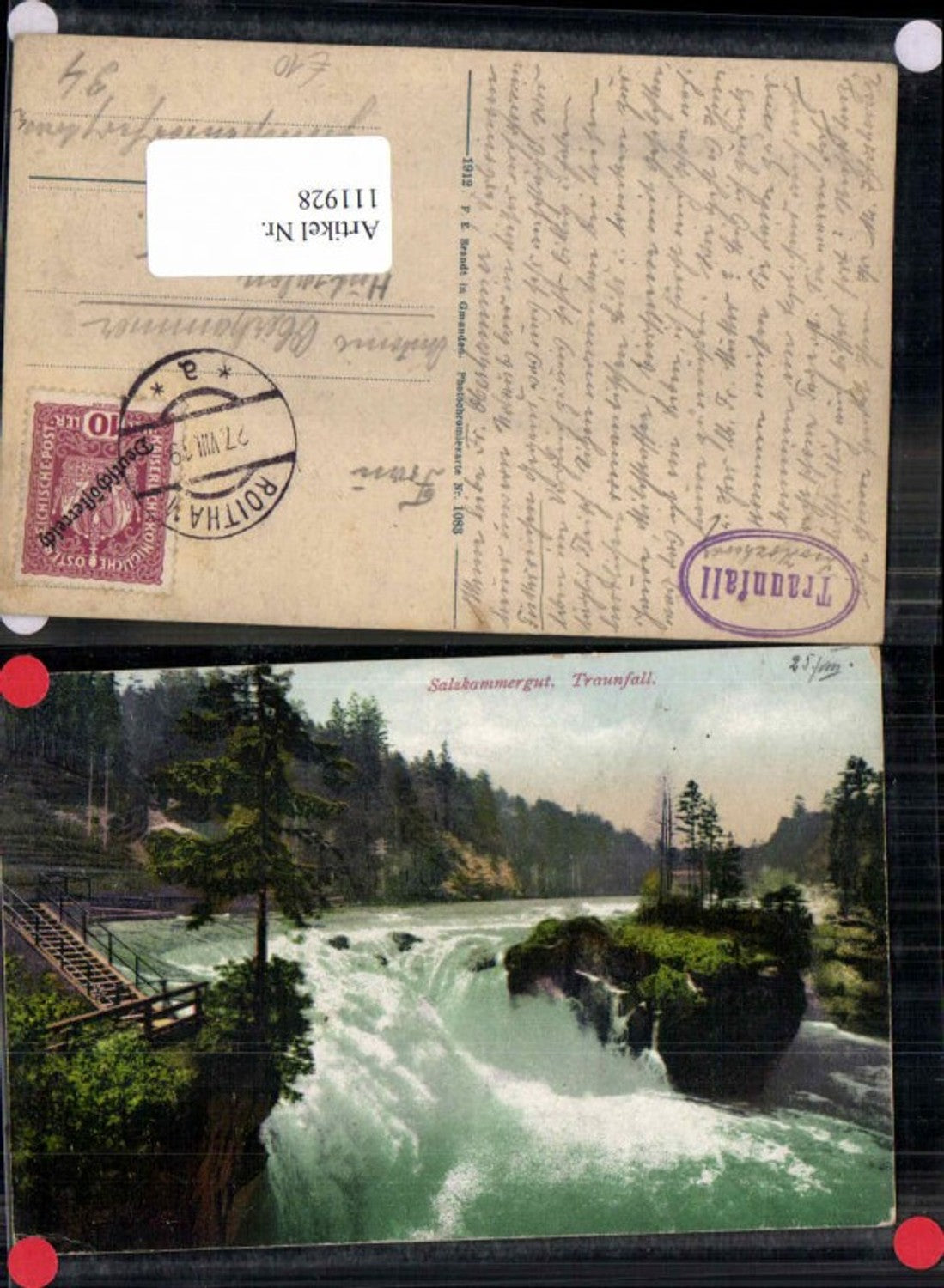 111928,Salzkammergut Traunfall bei Gmunden Roitham pub Brandt 1083