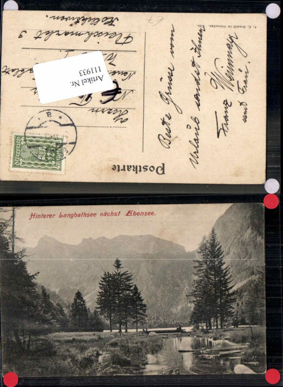 111933,Hinterer Langbathsee bei Ebensee pub Brandt 1786