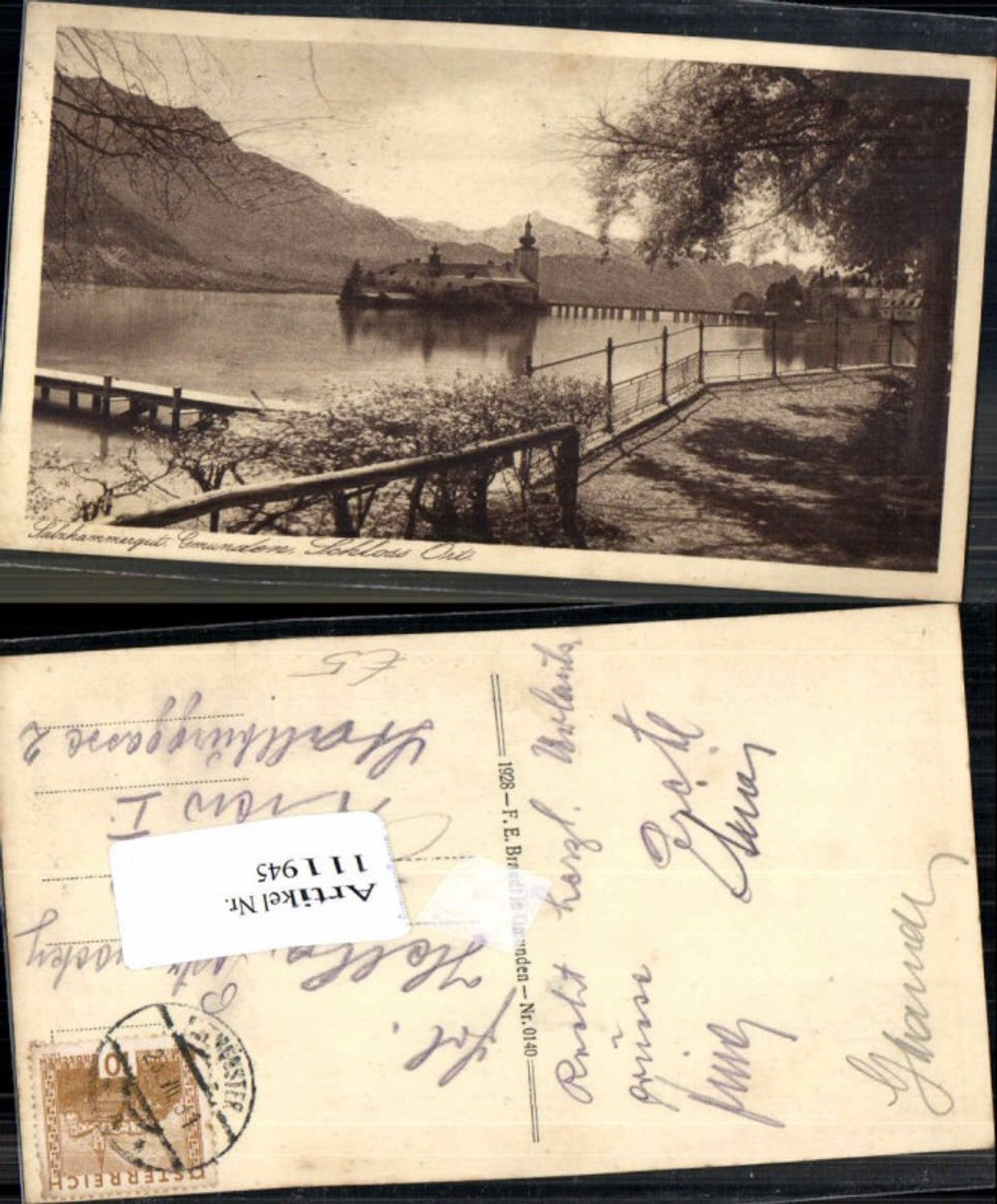 111945,Gmunden Partie am Ufer Schloss Ort pub Brandt 0140