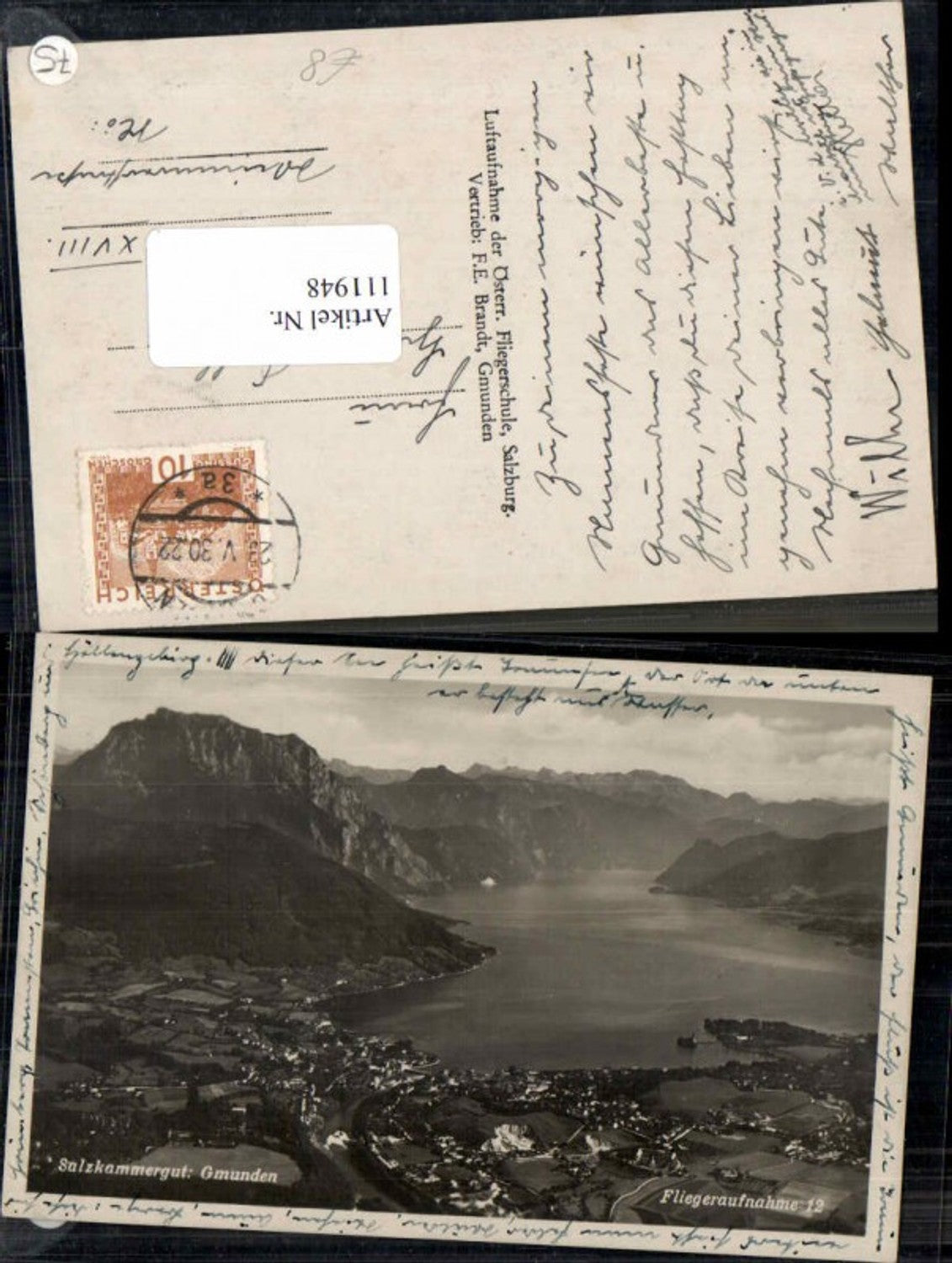 111948,Fliegeraufnahme Nr 12 Gmunden Salzkammergut