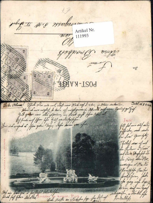 111993,Ischl Fontaine im Kaiserlichen Park um 1900
