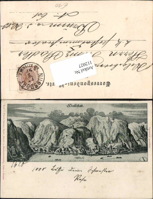 112027,Seltene AK Hallstatt nach Stich anno 1620 Hallstättersee Hallstätter see