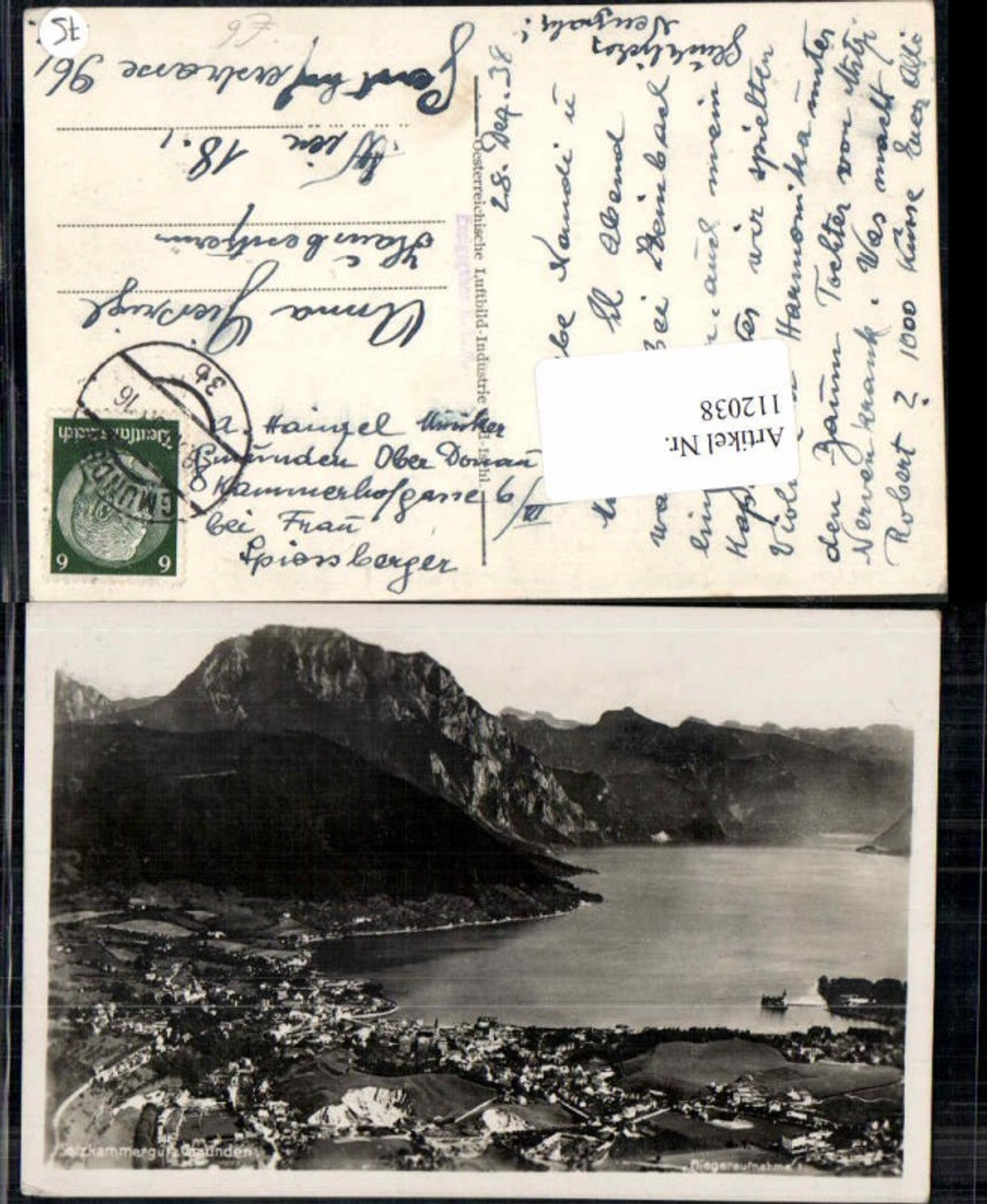 112038,Fliegeraufnahme Nr 1 Gmunden am Traunsee