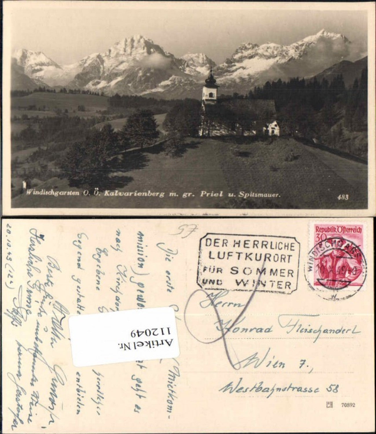 112049,Windischgarsten Kalvarienberg m. grossen Priel 1948