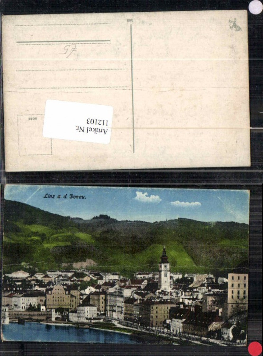 112103,Linz a.d. Donau Teilansicht m. Häuser 1915
