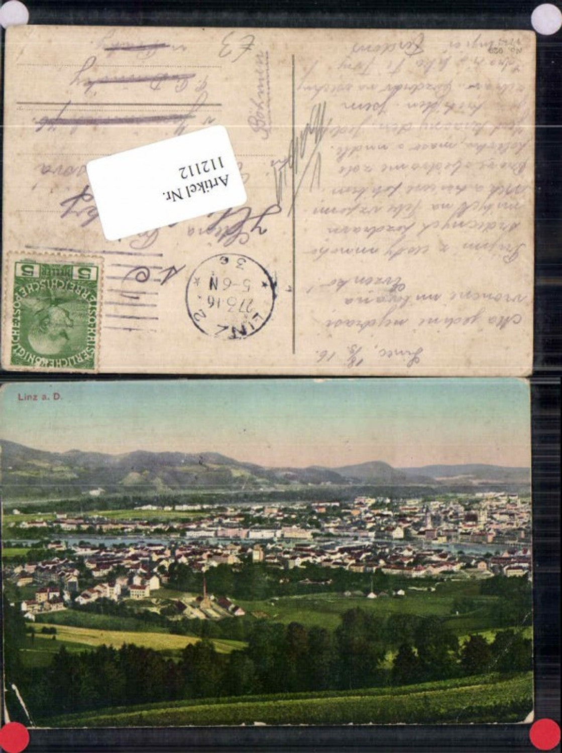 112112,Linz a.d. Donau Totale vorn Stadt 1915