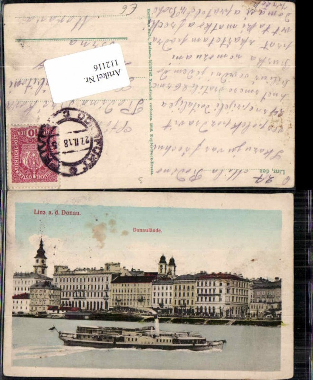 112116,Linz a.d. Donau Donaulände Tolle Ansicht m. Donau Dampfer HEBE