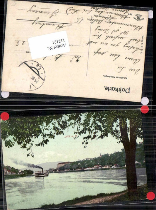 112121,Linz a.d. Donau Tolle Ansicht mit Dampfer am Fluss