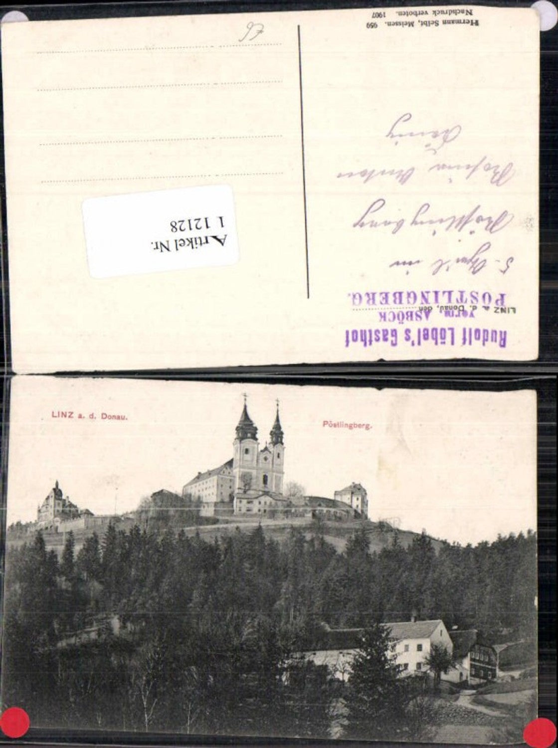 112128,Linz a.d. Donau Partie am Pöstlingberg Häuser 1907