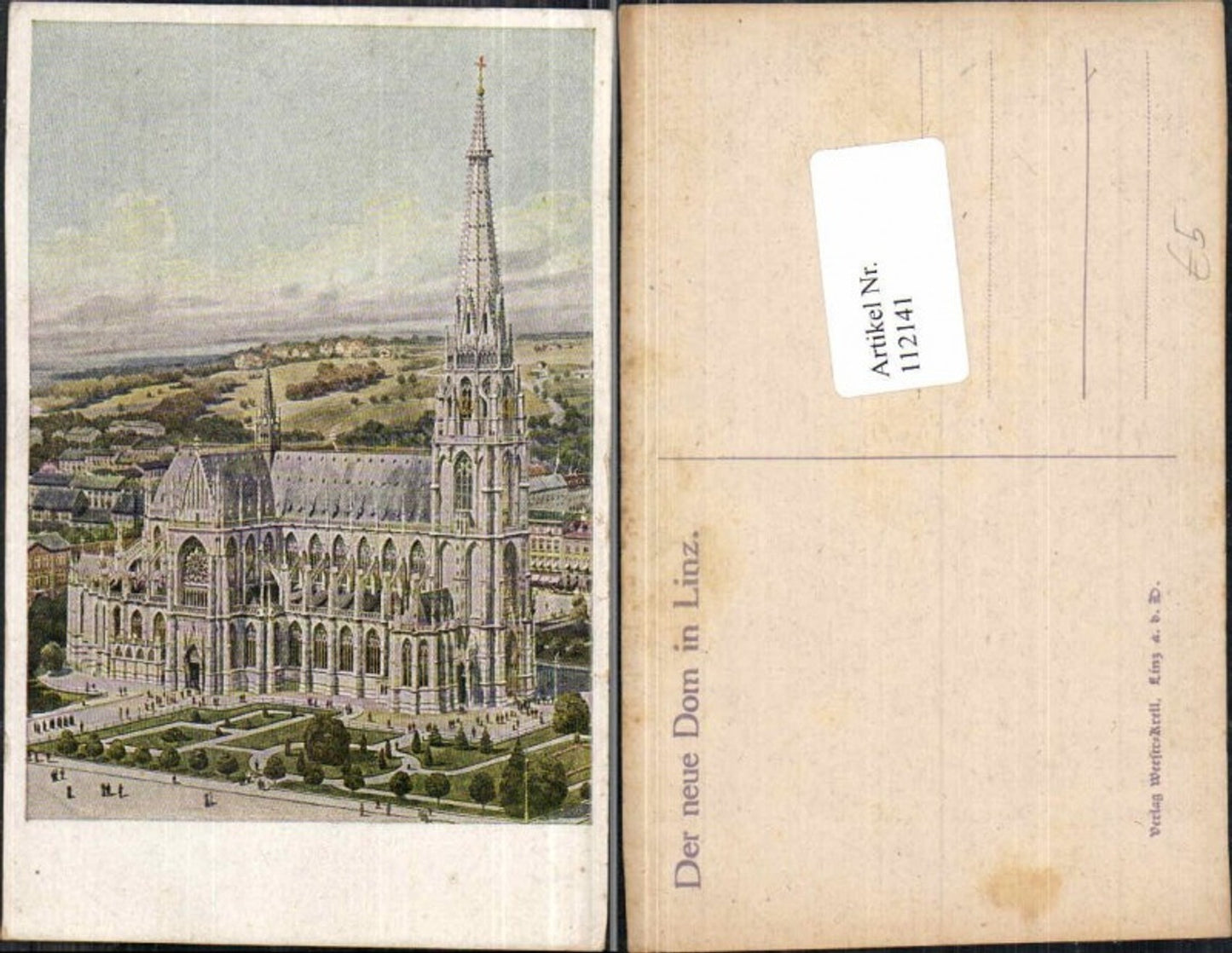 112141,Linz a.d. Donau Künstlerkarte der Dom Kirche