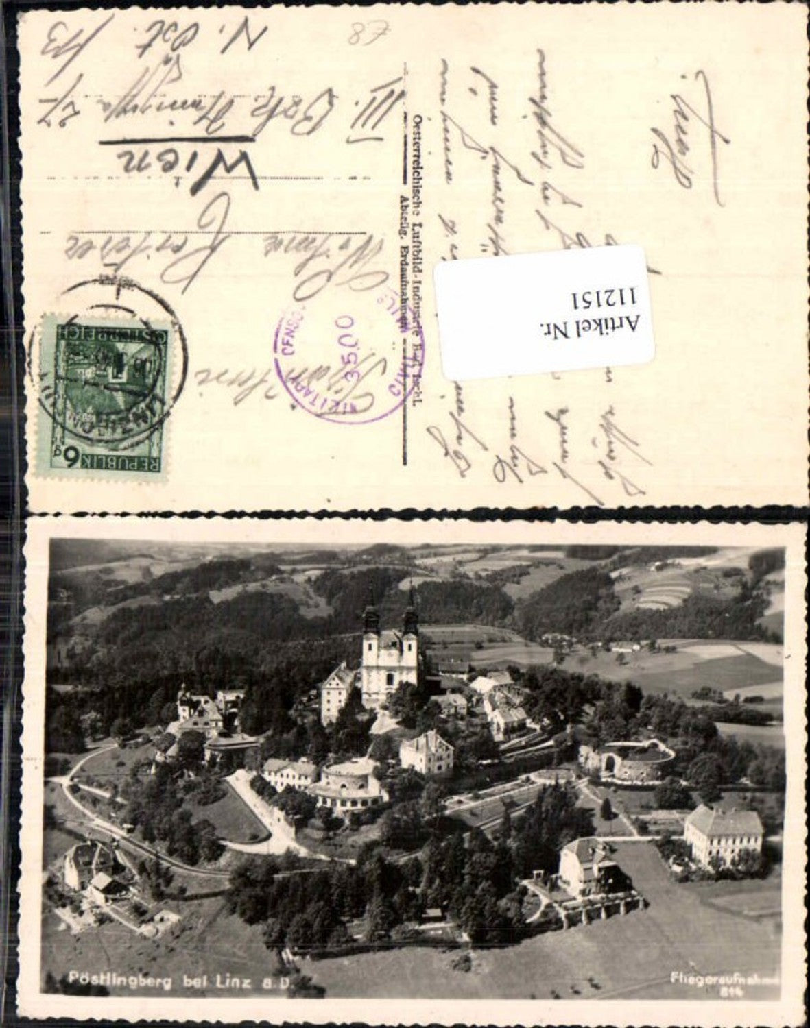 112151,Linz a.d. Donau Fliegeraufnahme 814 Pöstlingberg