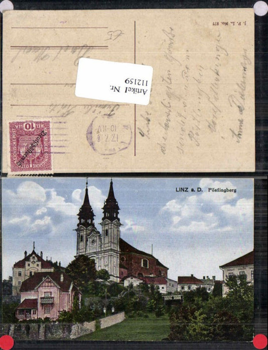 112159,Linz a.d. Donau Pöstlingberg Partie Kirche Häuser Details 1918