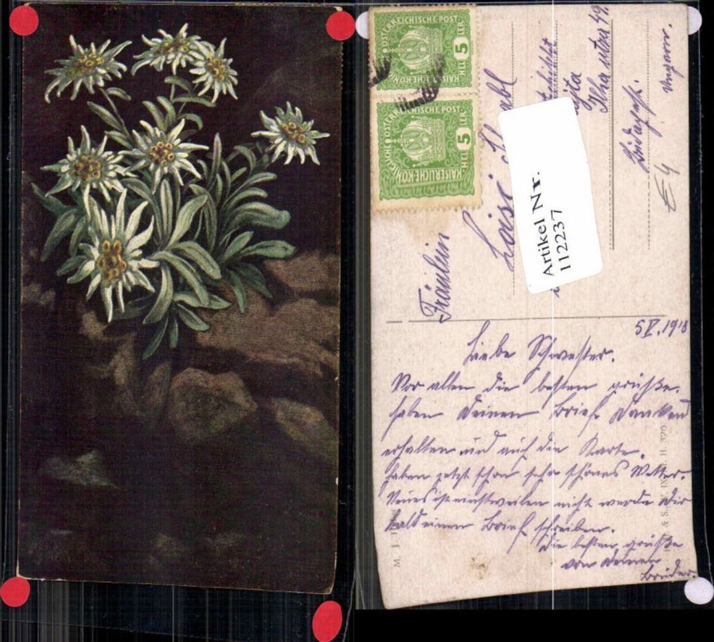 112237,Edelweiss Blumen M.J. Huber sign