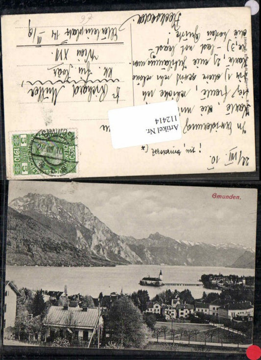 112414,Gmunden Totale m. Schloss Orth Ort Häuserdetails seltene Ansicht Brandt Nr 1984