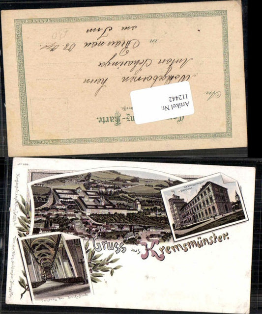 112442,Tolle Seltene Litho Gruss aus Kremsmünster Sternwarte um 1890