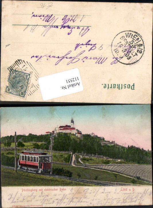 112551,Linz a.d. Donau Pöstlingberg m. Electrischer Bahn Pöstlingbergbahn Bergbahn DETAILANSICHT