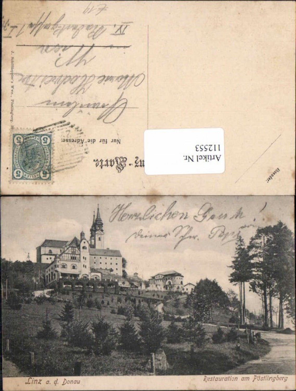 112553,Linz a.d. Donau Pöstlingberg Restauration Gasthaus Cafe Hotel Seltene Wegpartie 1900