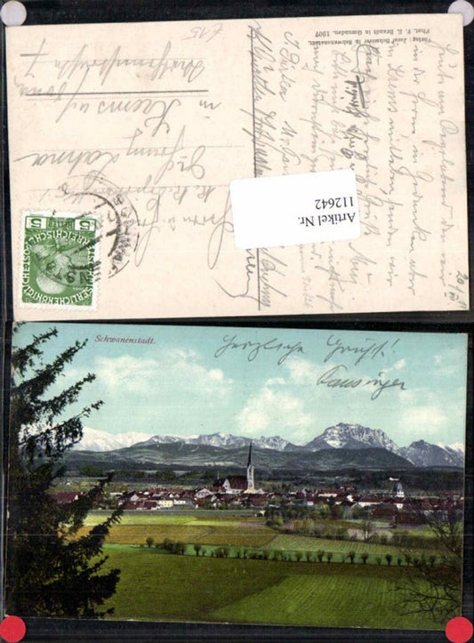 112642,Schwanenstadt Partie zum Ort m. Berge pub Brandt
