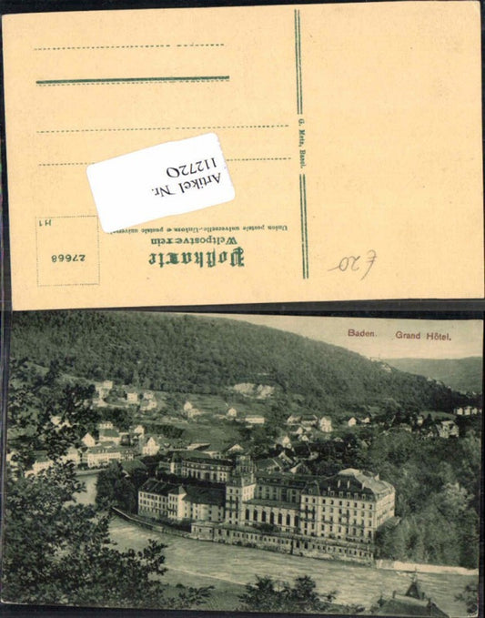 112720, Baden, Germany. Grand Hotel. Rare view, 1920.