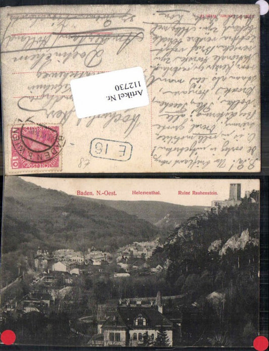 112730,Baden bei Wien Helenenthal Rauhenstein Teilansicht 1914